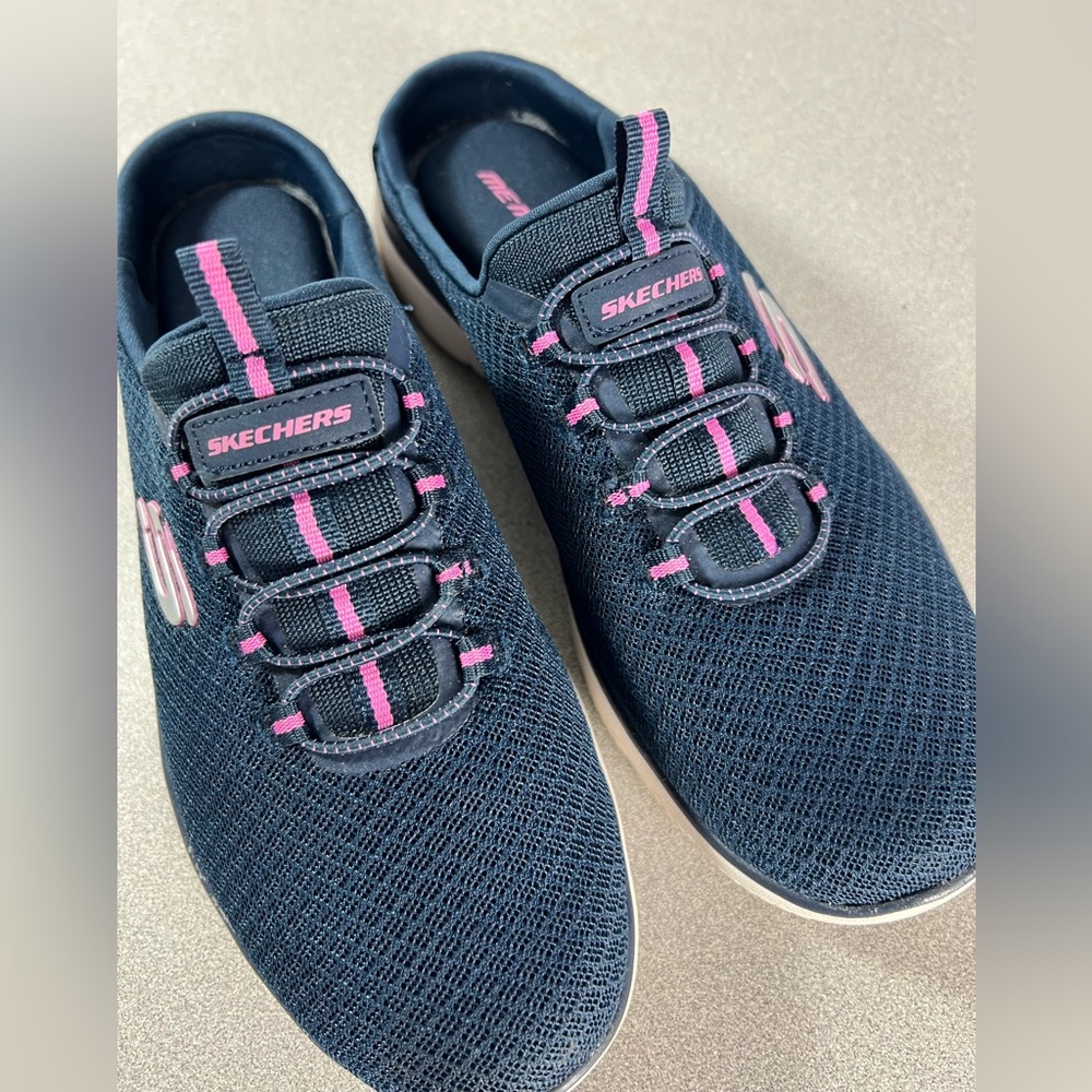 Skechers Summits Swift Step Women's Blue pink Mesh Slip-On Mules Size 7.5 - Picture 4 of 7